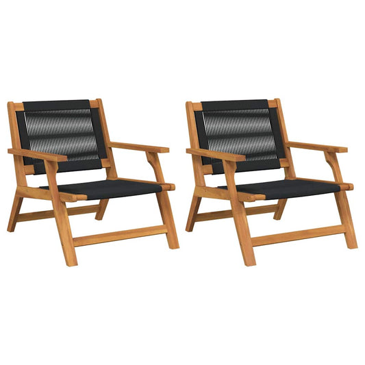 vidaXL Garden Relax Chair 2 pcs Black Solid Acacia Wood