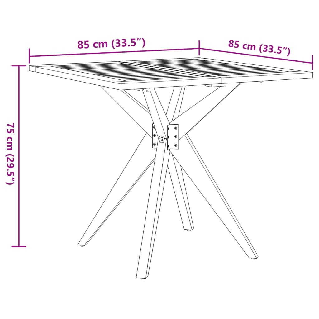 vidaXL Garden Table Square 85x85x75 cm Solid Wood Acacia