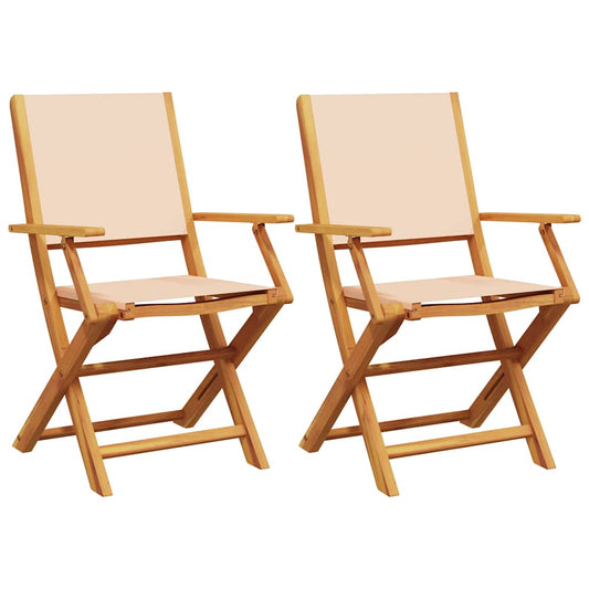 vidaXL Garden Chairs 2 pcs Beige Solid Wood Acacia and Fabric