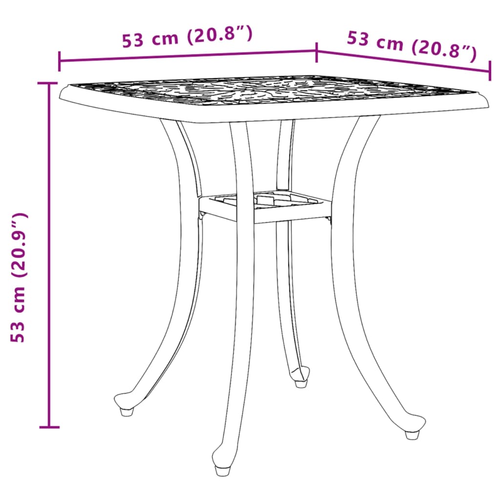 vidaXL Garden Table Black 53x53x53 cm Cast Aluminium