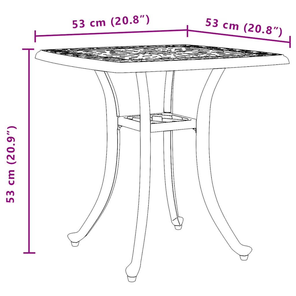 vidaXL Garden Table White 53x53x53 cm Cast Aluminium