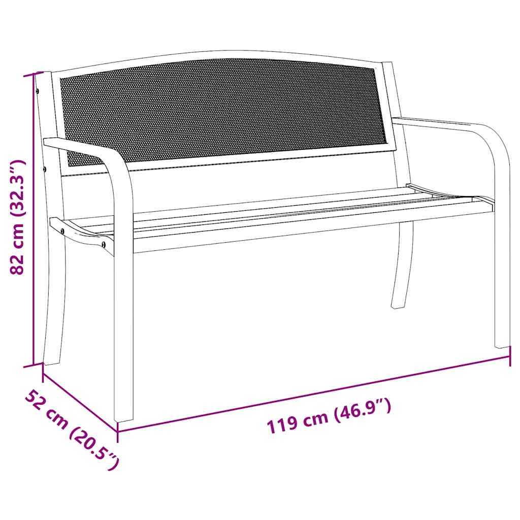 vidaXL Garden Bench 119 cm Black Steel