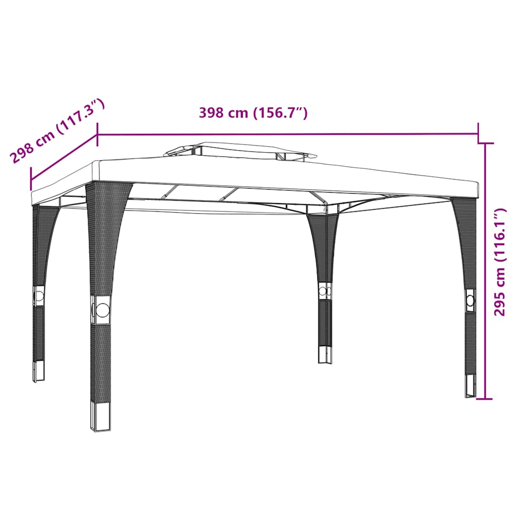 vidaXL Gazebo with Double Roof Anthracite 3.98x2.98 m Steel