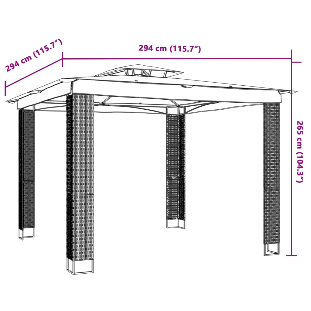 vidaXL Gazebo | Anthracite | Powder-coated steel | Large
