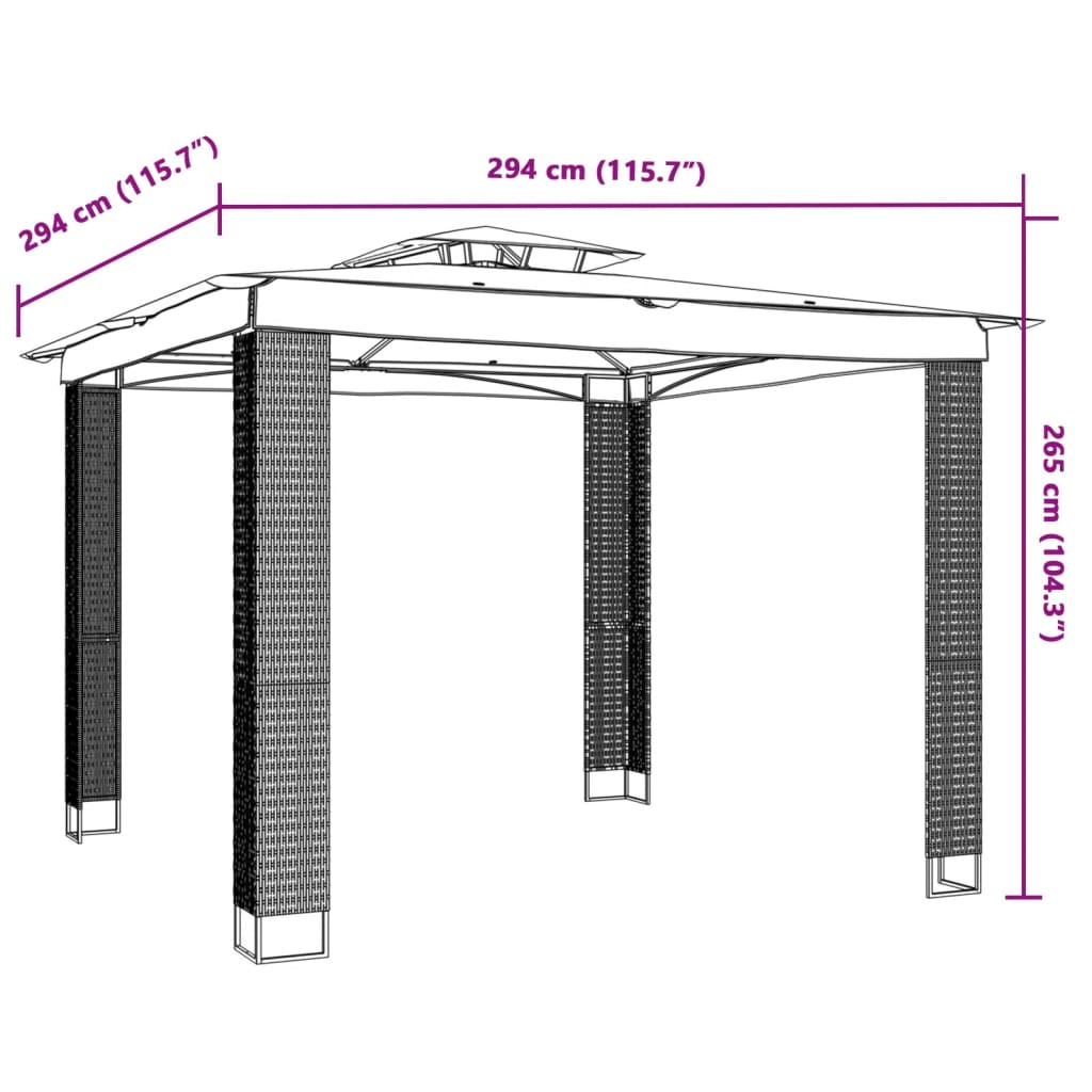 vidaXL Gazebo with Double Roof Anthracite 2.94x2.94 m Steel