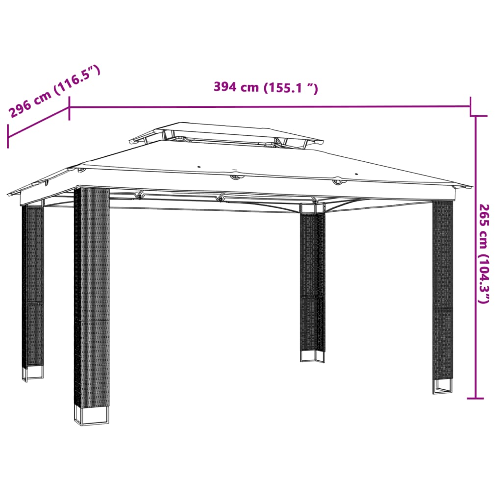 vidaXL Gazebo with Double Roof Cream 3.94x2.96 m Steel