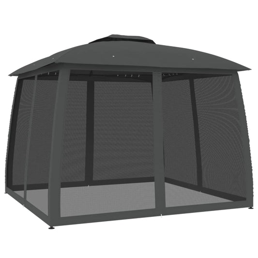 vidaXL Gazebo with Double Roof&Mesh Walls Anthracite 2.93x2.93 m Steel