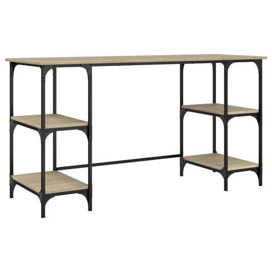 vidaXL Desk Sonoma Oak 140x50x75 cm Metal and Engineered Wood