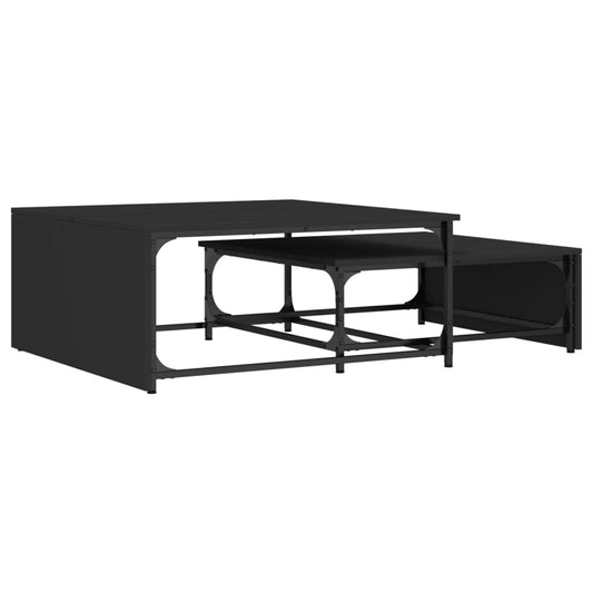 vidaXL Nesting Coffee Tables 2 pcs Black Engineered Wood and Metal