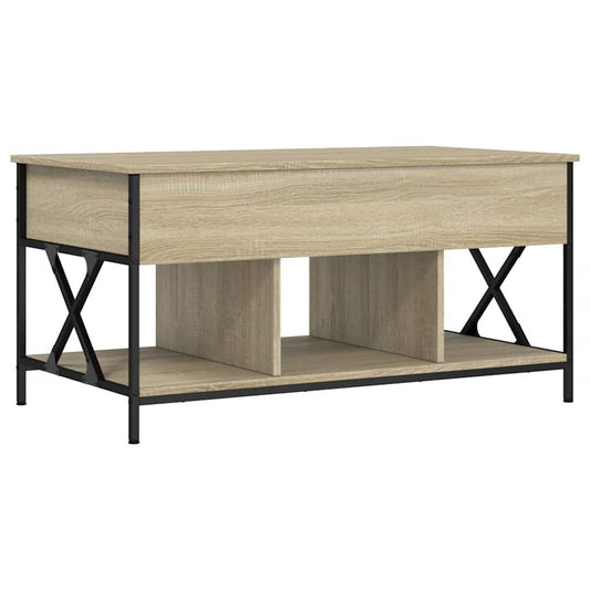 vidaXL Coffee Table Sonoma Oak 100x55x50 cm Engineered Wood and Metal