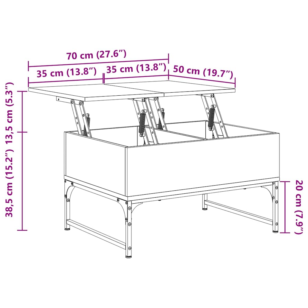 vidaXL Coffee Table Black 70x50x40 cm Engineered Wood and Metal