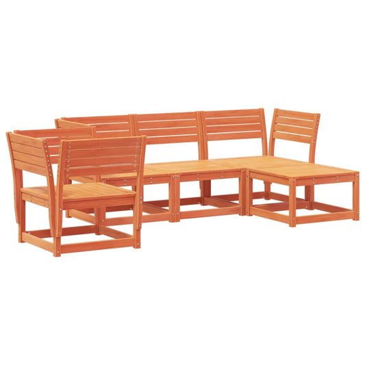 vidaXL 5 Piece Garden Lounge Set Wax Brown Solid Wood Pine