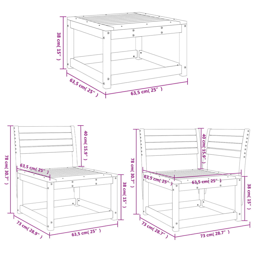 vidaXL Garden Lounge Set | Wax brown | Solid pine wood | Large | Modular