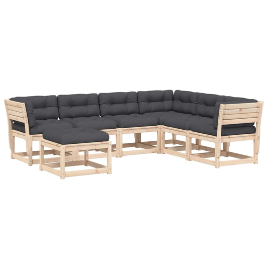 vidaXL 7 Piece Garden Lounge Set with Cushions Solid Wood Pine