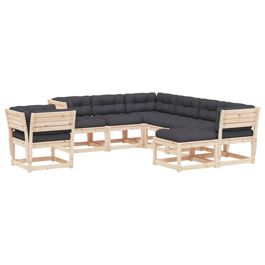 vidaXL 8 Piece Garden Lounge Set with Cushions Solid Wood Pine