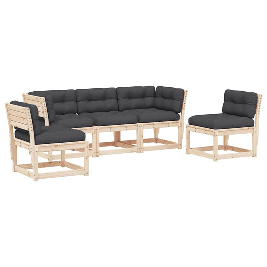 vidaXL 5 Piece Garden Sofa Set with Cushions Solid Wood Pine