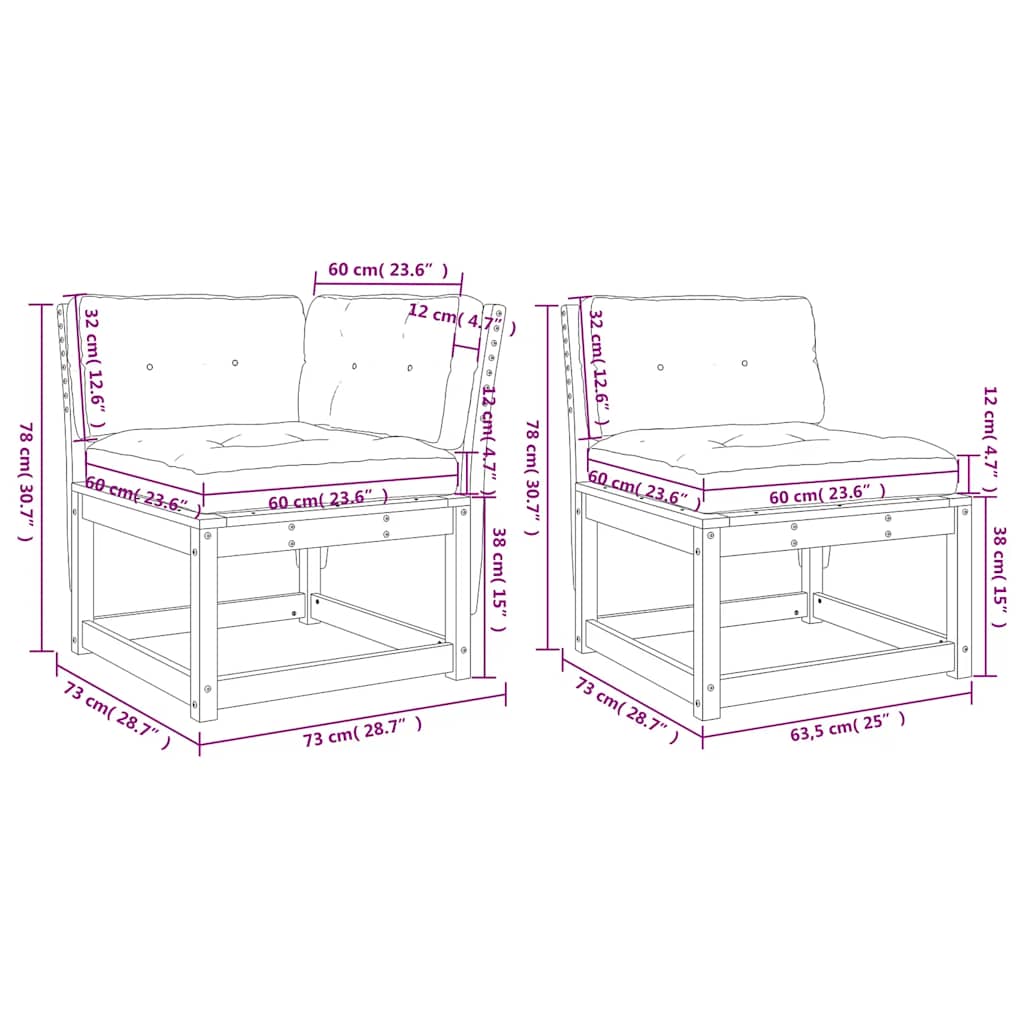 vidaXL 5 Piece Garden Sofa Set with Cushions Solid Wood Pine