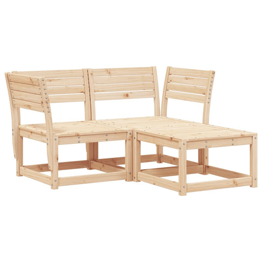 vidaXL Garden Sofa Set | Natural wood | Solid pine wood | 3 Piece Set
