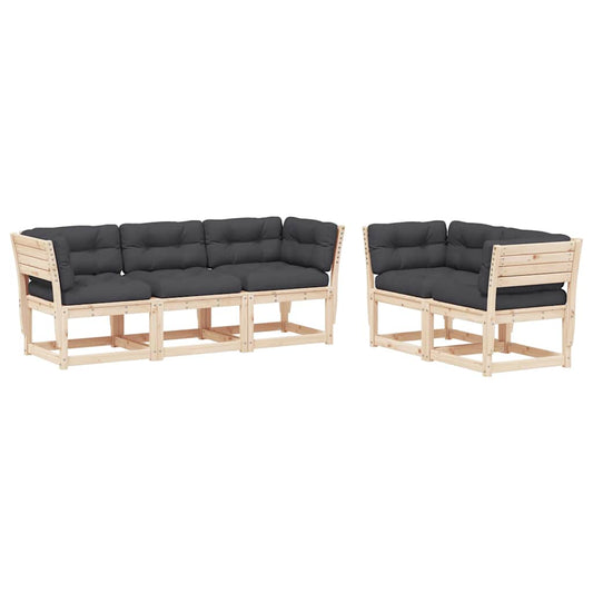 vidaXL 5 Piece Garden Sofa Set with Cushions Solid Wood Pine
