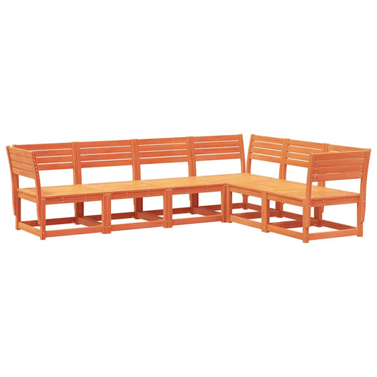 vidaXL 6 Piece Garden Sofa Set Wax Brown Solid Wood Pine
