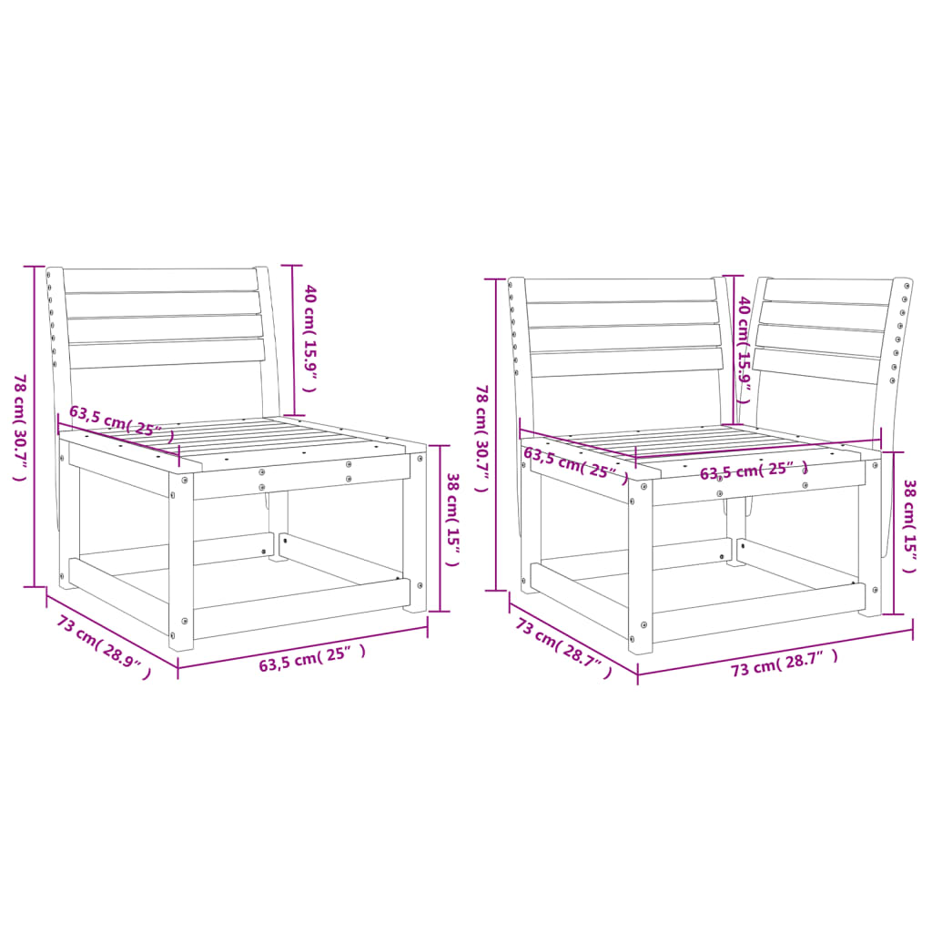 vidaXL Garden Sofa Set | Wax brown | Solid pine wood | Regular | Modular
