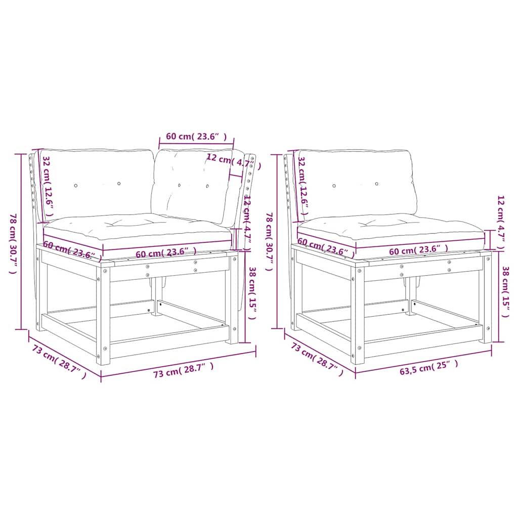 vidaXL 6 Piece Garden Sofa Set with Cushions White Solid Wood Pine