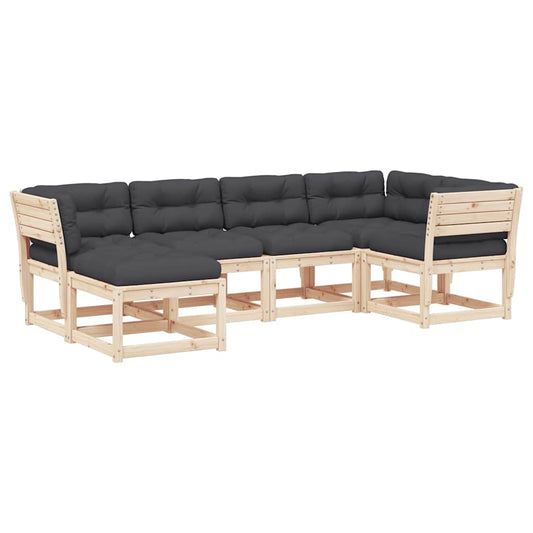 vidaXL 6 Piece Garden Sofa Set with Cushions Solid Wood Pine