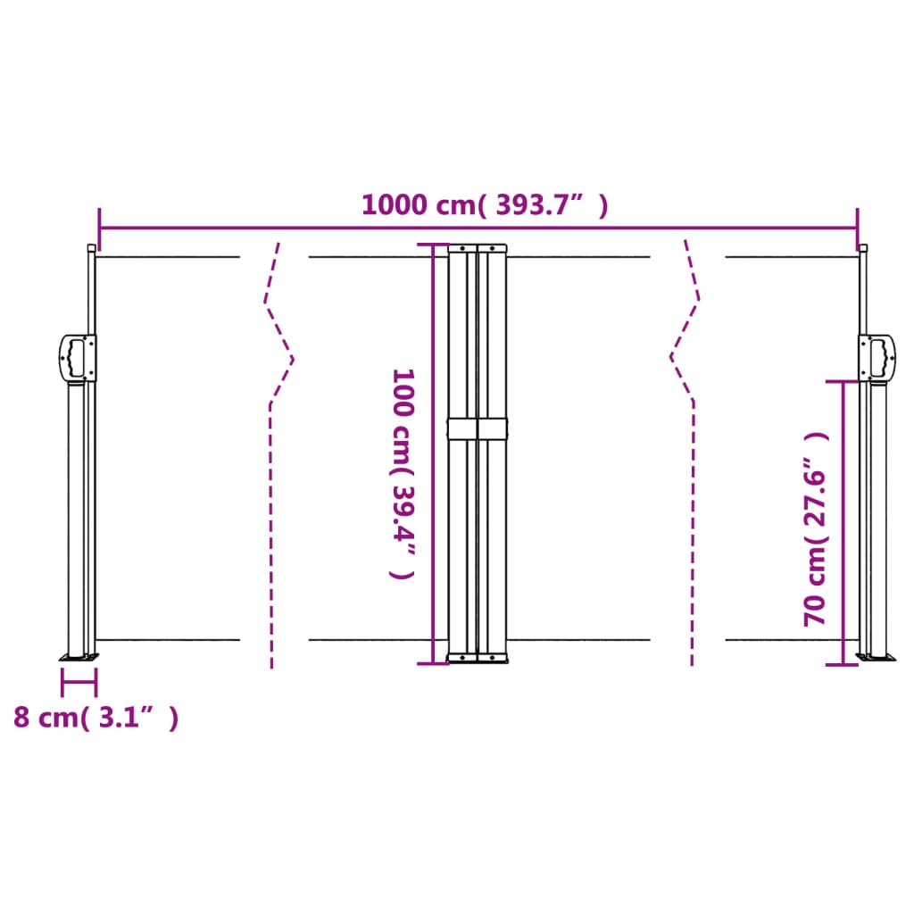 vidaXL Retractable Side Awning Blue 100x1000 cm