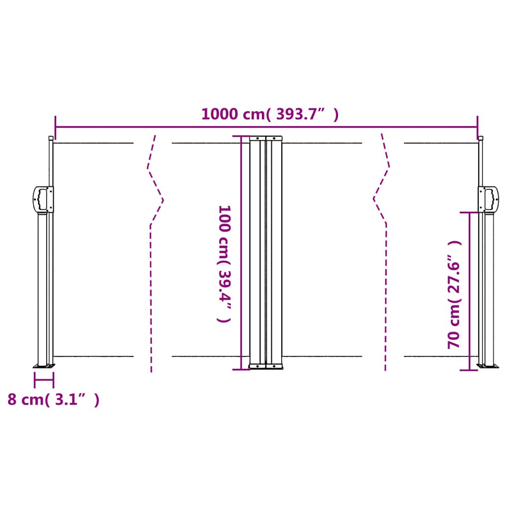 vidaXL Retractable Side Awning Blue 100x1000 cm