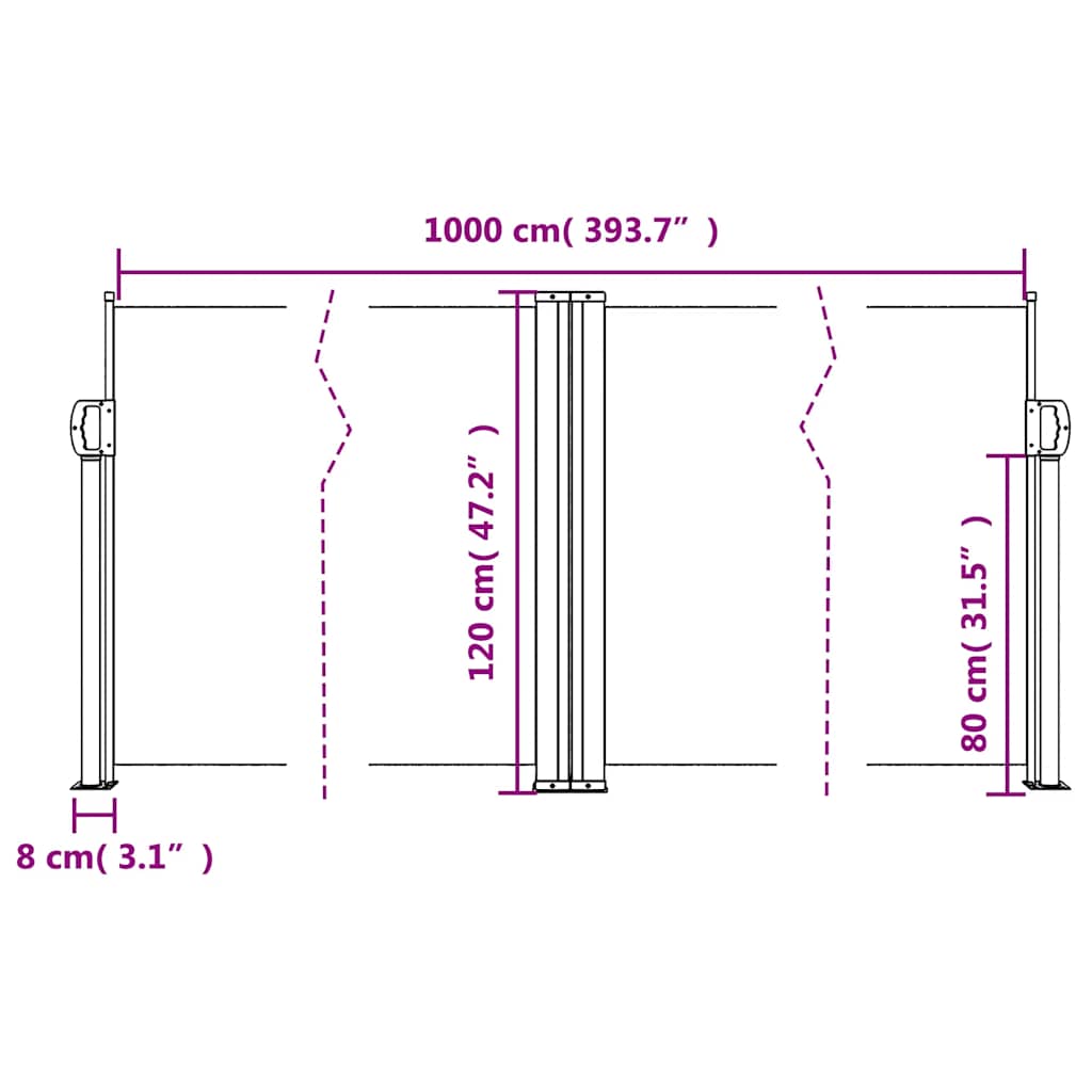 vidaXL Retractable Side Awning Beige 120x1000 cm