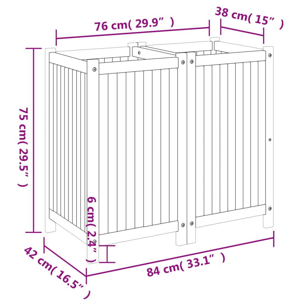 vidaXL Garden Planter with Liner 84x42x75 cm Solid Wood Acacia