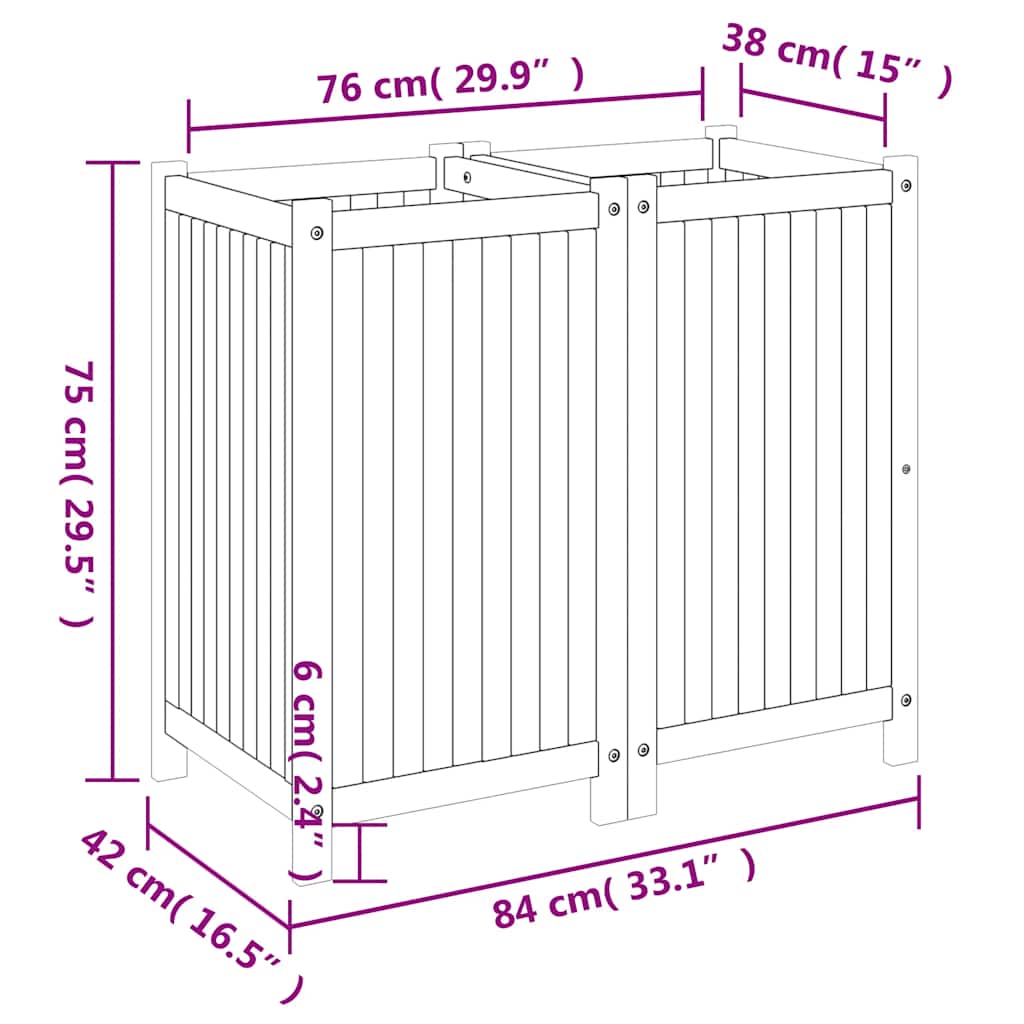 vidaXL Garden Planter with Liner 84x42x75 cm Solid Wood Acacia