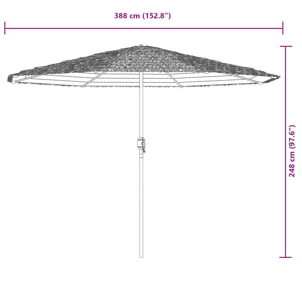 vidaXL Garden Parasol with Steel Pole Brown 388x388x248 cm
