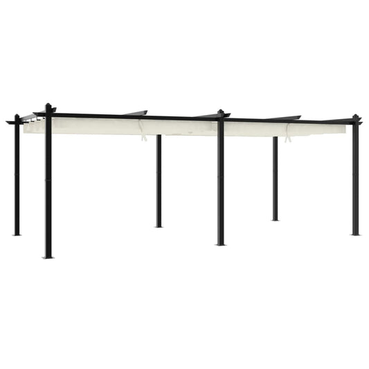 vidaXL Garden Gazebo with Retractable Roof Cream 3x6 m Aluminium