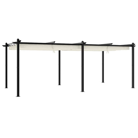 vidaXL Garden Gazebo with Retractable Roof Cream 3x6 m Aluminium