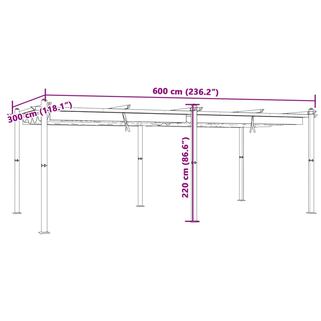 vidaXL Garden Gazebo with Retractable Roof Cream 3x6 m Aluminium