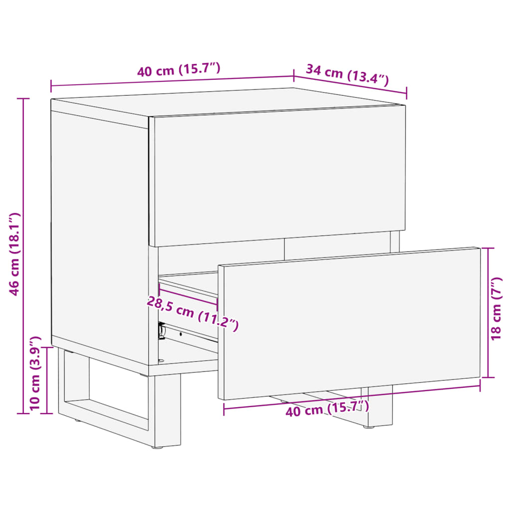 vidaXL Bedside Cabinets 2 pcs 40x34x46 cm Solid Wood Mango
