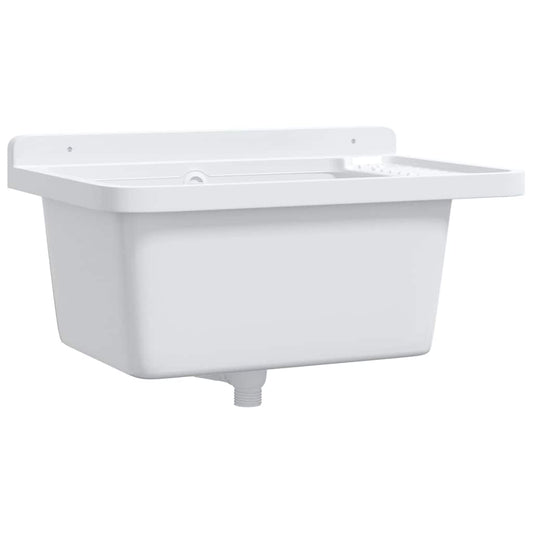 vidaXL Utility Sink for Wall Mounting White 60x40x28 cm Resin