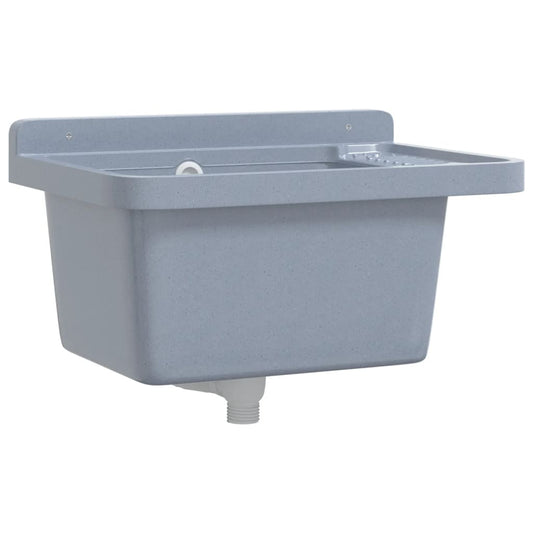 vidaXL Sink Washbasin for Wall Mounting Grey 50x35x24 cm Resin