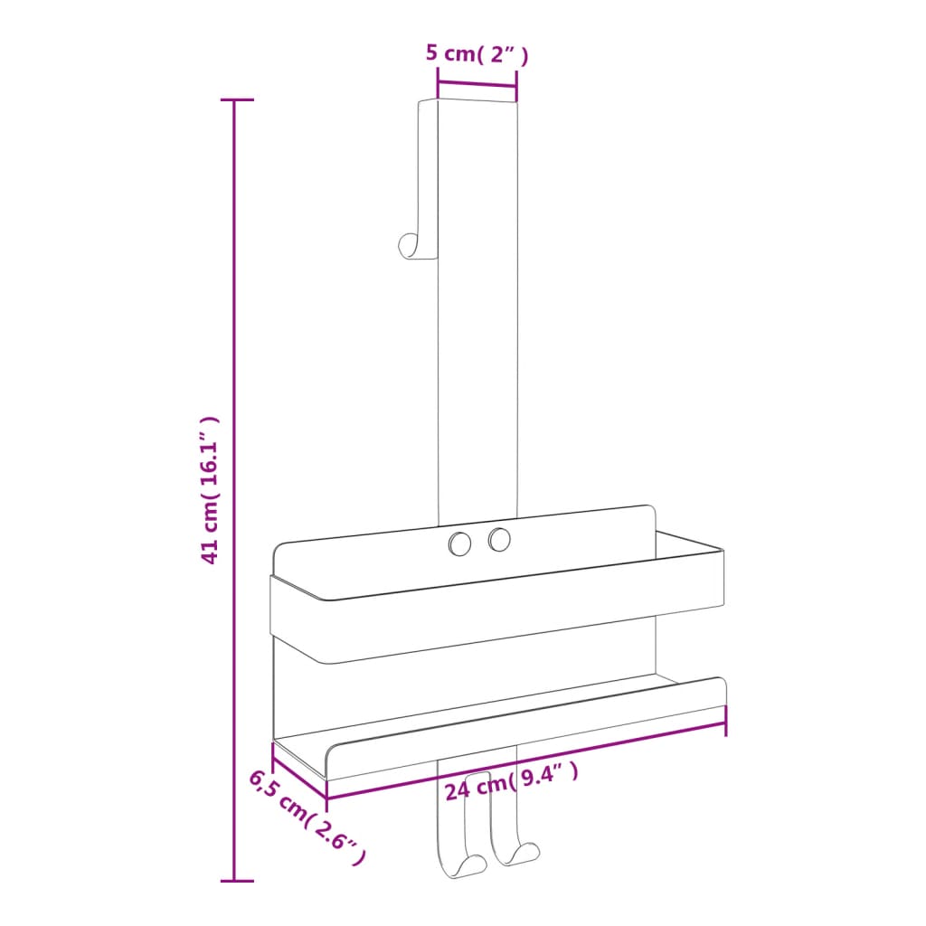 vidaXL Hanging Shower Caddy Brushed 304 Stainless Steel