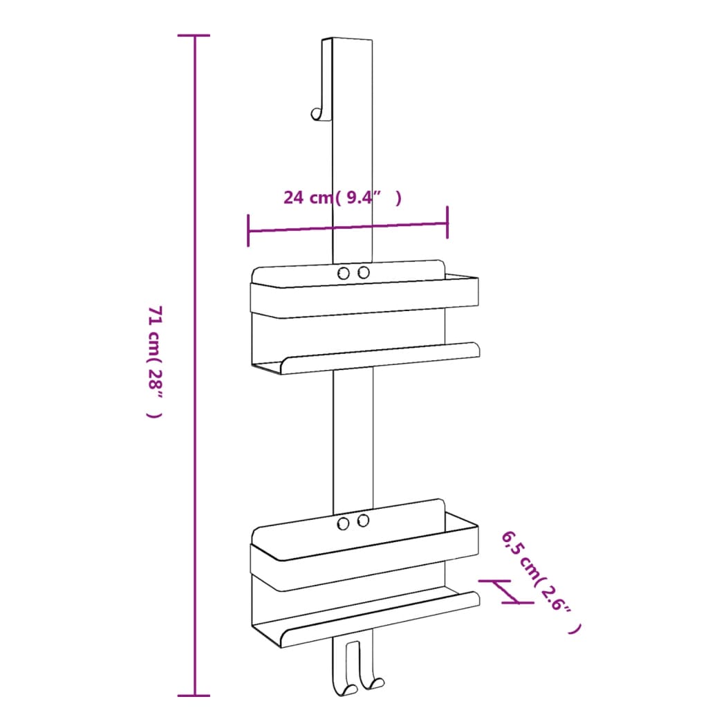 vidaXL Hanging Shower Caddy Brushed 304 Stainless Steel