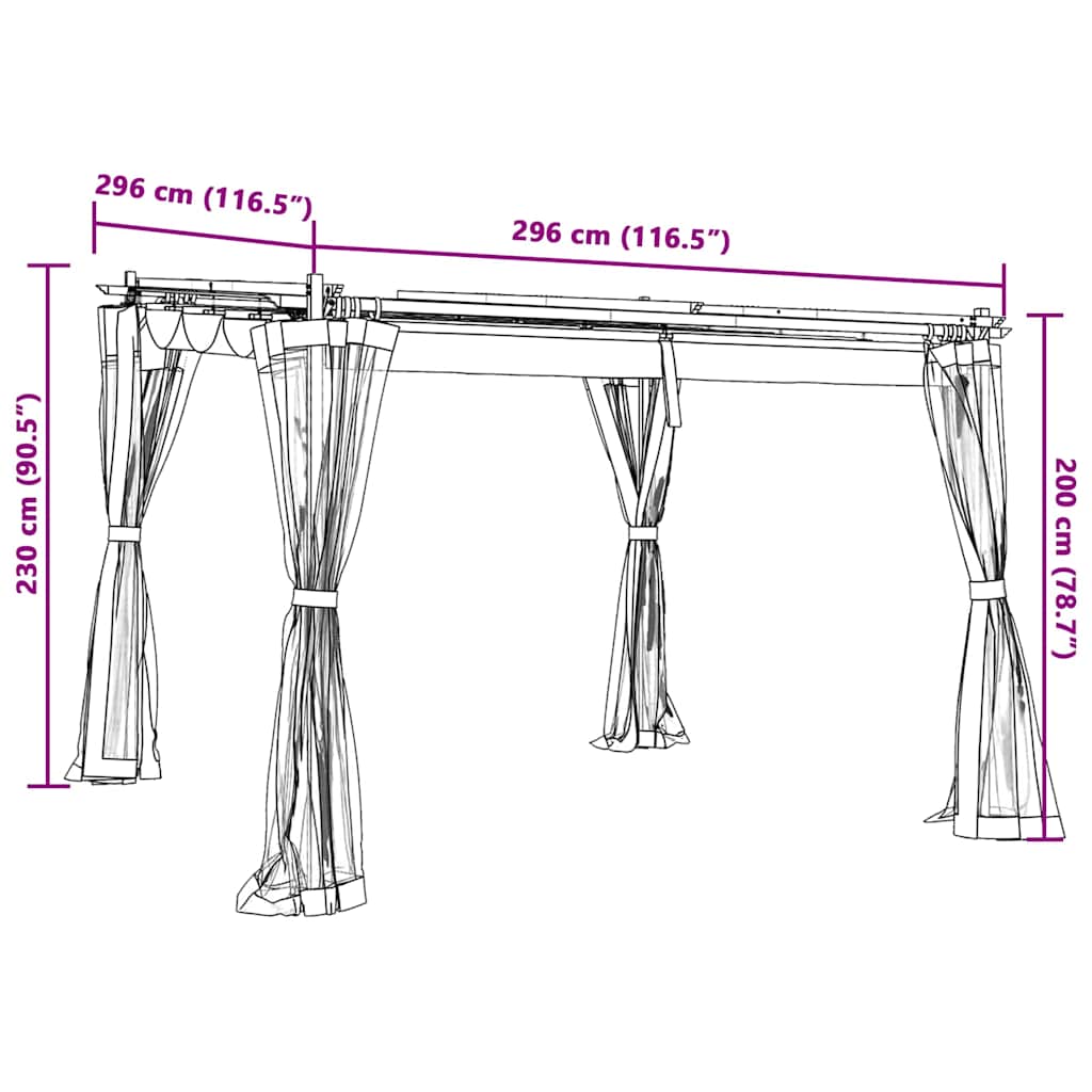 vidaXL Gazebo with Mesh Walls Anthracite 3x3 m Steel