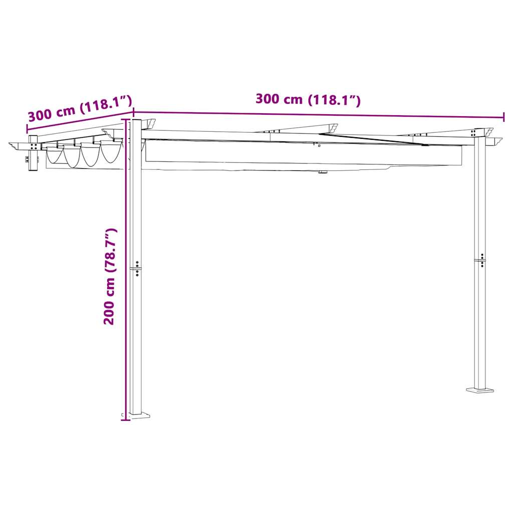 vidaXL Gazebo 300 x 300 x 200 cm Anthracite Polyester