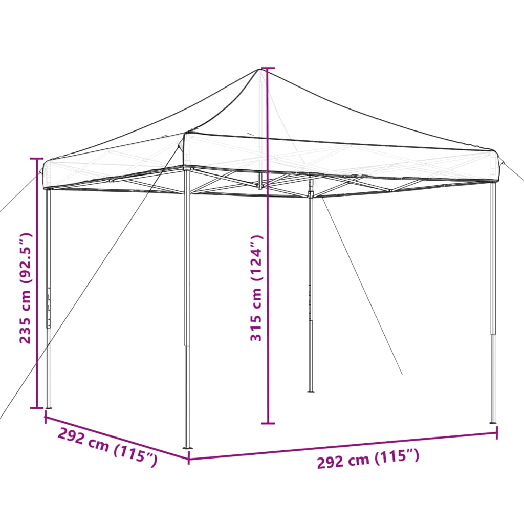 vidaXL Foldable Party Tent Pop-Up Burgundy 292x292x315 cm