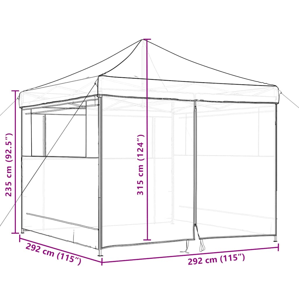 vidaXL Foldable Party Tent Pop-Up with 4 Sidewalls Black