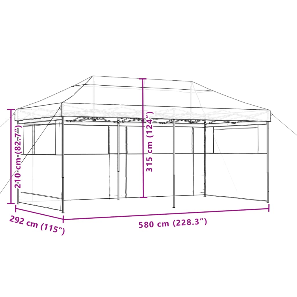 vidaXL Party Tent | Black | Oxford fabric with PVC coating | Large | Foldable