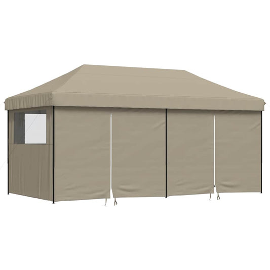 vidaXL Party Tent Taupe with Black Frame Oxford Fabric