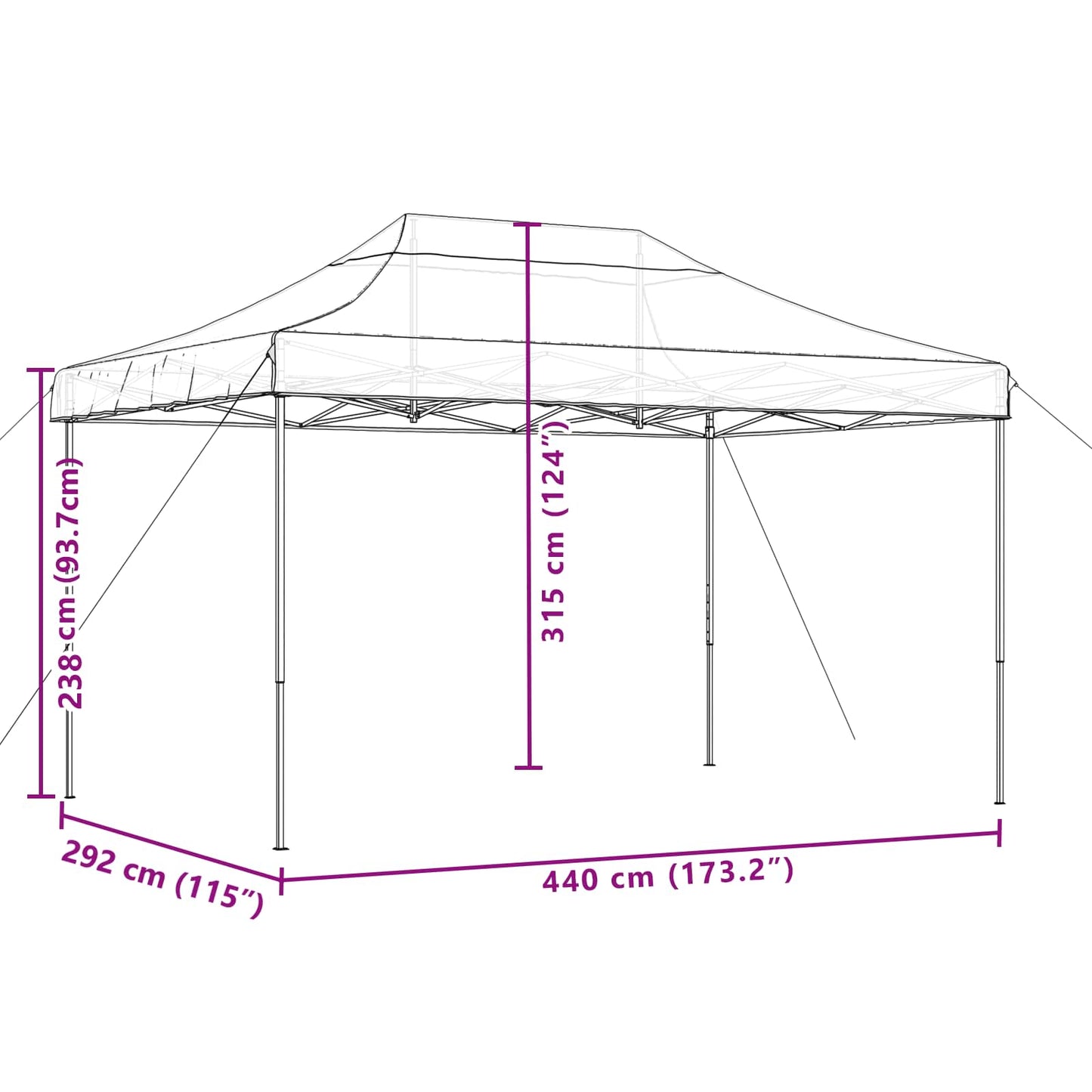vidaXL Foldable Party Tent Pop-Up Taupe 440x292x315 cm