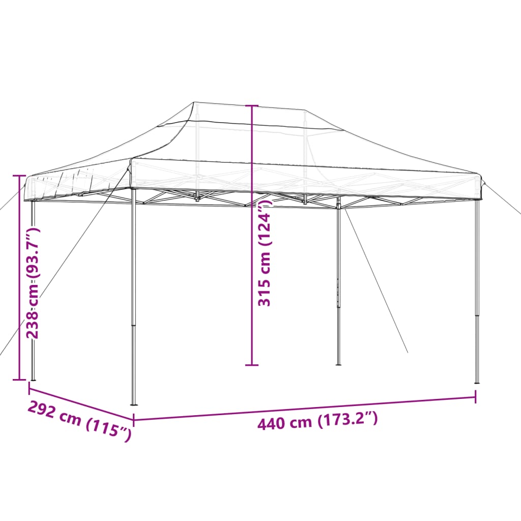 vidaXL Foldable Party Tent Pop-Up Black 440x292x315 cm