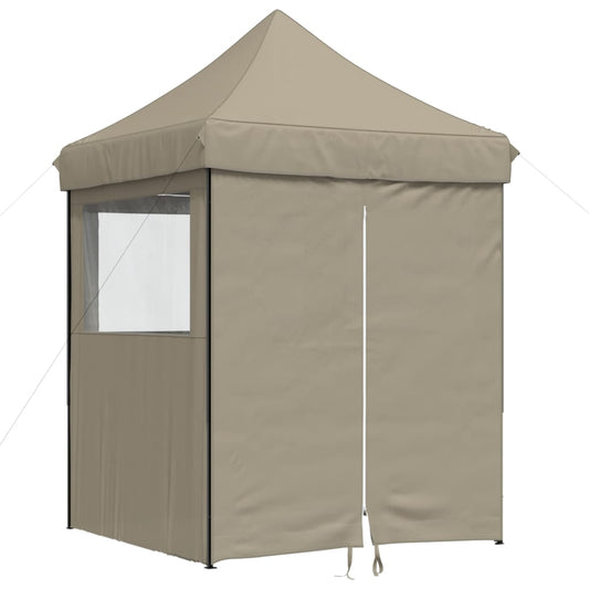 vidaXL Foldable Party Tent Pop-Up with 4 Sidewalls Taupe